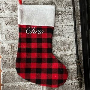 Christmas Stocking with name, “Chris ”, perfect for hanging on mantle